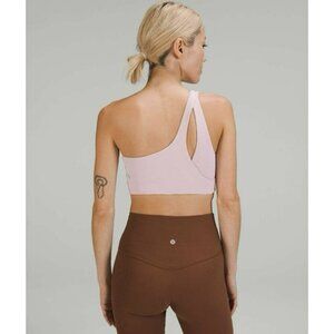 Lululemon Ribbed Nulu Asymmetrical Yoga Bra, A/B Cup Pink Peony Size 4 EUC